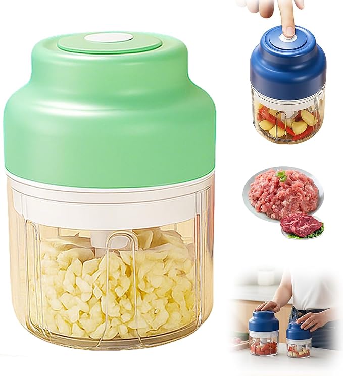 Electric Garlic Chopper, 2026 Mini Food Processor & Food Chopper for Kitchen, Portable Cordless Electric Garlic Crusher with 6 Stainless Steel Blades, Small Mincer for Onion Spices, Green, 320ML