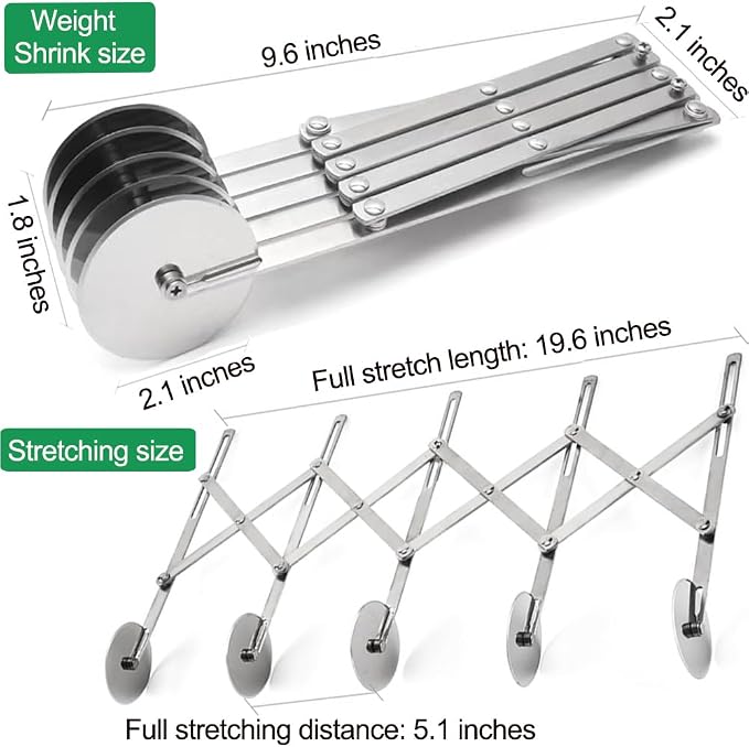 5-Wheel Pastry Knife, Spaghetti And Noodle Slicer, Stainless Steel Pizza slicer, multiple pasta roller cutter tools, baking roller adjustable pizza knife slicer, splitter