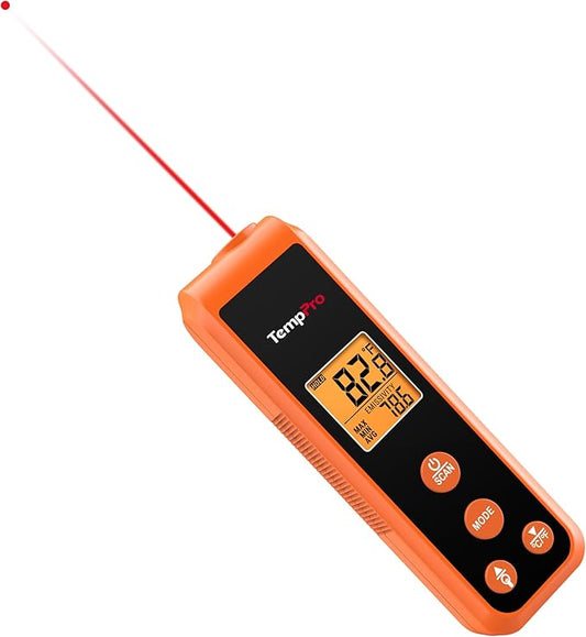 TempPro TP410 Infrared Thermometer Gun Non-Contact Laser Thermometer Gun for Cooking, Temperature Gun with Range -58℉~1022℉ for Pizza Oven Accessories, Griddle, HVAC, Engine, Gift for Dad Him Husband