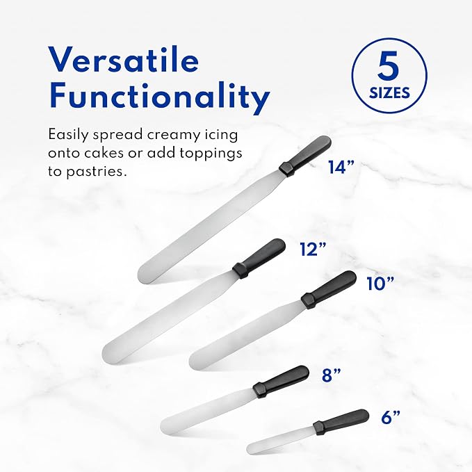 New Star Foodservice Straight Icing Spatula, 6 Inch Blade, 11 Inch Overall, Bakery-Grade Stainless Steel Cake Decorating Spatula for Frosting