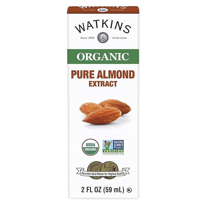 Watkins Organic Pure Almond Extract, Non-GMO, Kosher, 2 oz. Bottle, 1-Pack