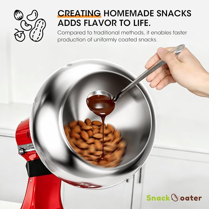 Aieve Snack Coater Compatible with KitchenAid Tilt-Head Stand Mixer, Chocolate Coating Attachment for Freeze-Dried Strawberries,Almonds,Pistachios & Nuts,Ideal for Home Use