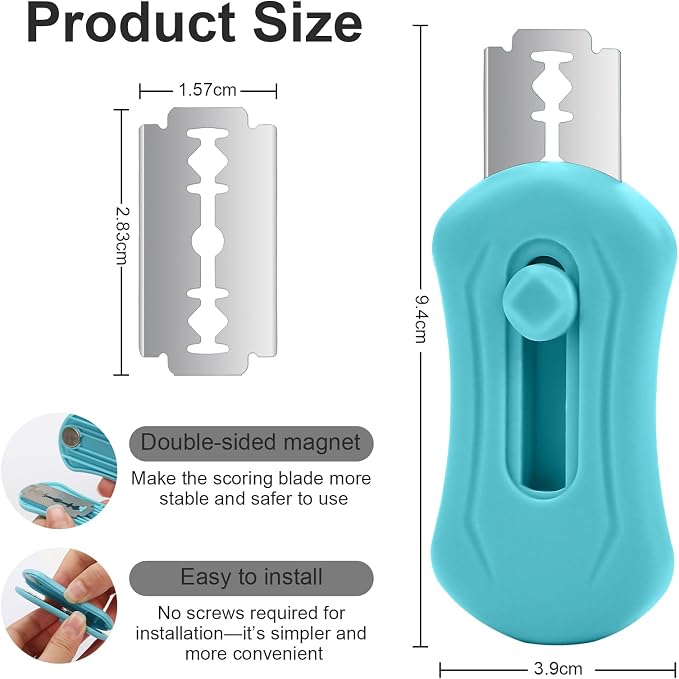 Herda Sourdough Scoring Tool with 5 Bread Lame Blades, Retractable & Magnetic Design, Professional Bread Baking Scorer with Ergonomic Handle for Sourdough Bread, Baguette, Rye Bread （Blue）