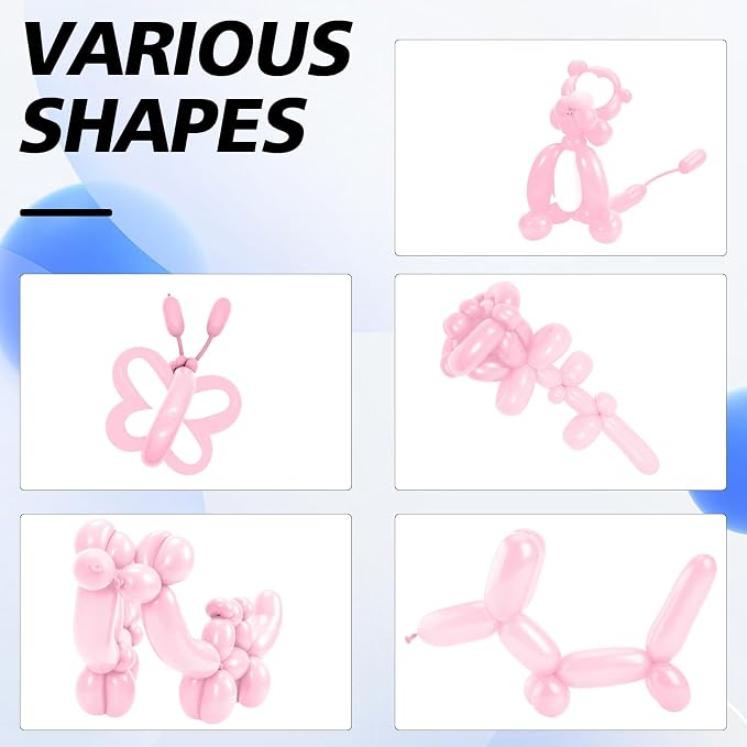 260 Macaron Pink Balloons for Balloon Arch and Animals, with 50 Long Balloons Included