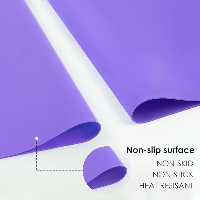 Extra Large Silicone Mats For Kitchen Counter, 27.6'' x 15.7'' Nonskid Silicone Placemats for Kids, Nonstick Purple Silicone Mat for Baking Crafts, Silicone Dab Mat Heat Resistant Mat, 1Pack