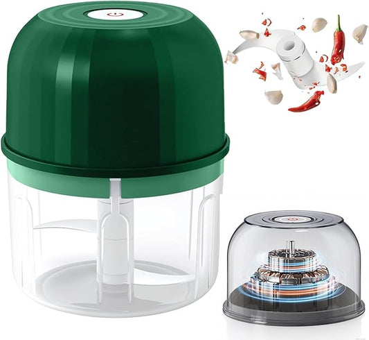 Electric Garlic Chopper, 2026 New Rechargeable Portable and Cordless Mini Food Processor, Vegetable Chopper with Stainless Steel Blade for Kitchen Food Processor (GREEN)
