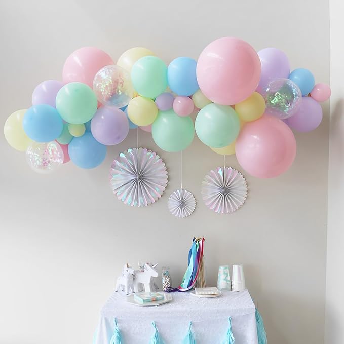 Voircoloria 110pcs Pastel Balloons 12inch Macaron Latex Party Balloons for Graduation, Easter, Wedding, Birthday, Bridal Shower, Rainbow Party, Baby Shower, Anniversary Party Decorations
