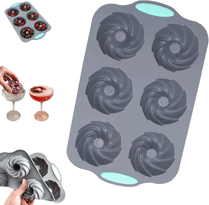 Wreath Ice Mold For Holiday Cocktails, Flexible Silicone Mold For Wreath Ice Cubes, DIY Wreath Ice Cube Tray, High-Temperature Resistant, for Making Small Donut/Cake/Snowflakes (B)