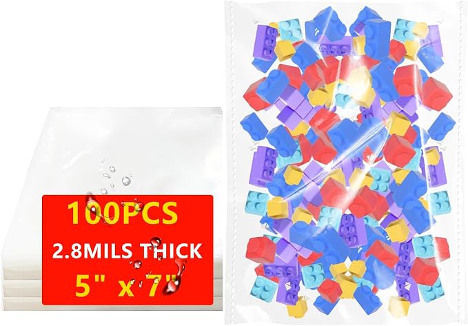 DTmasao 5x7 Inches 100 Pcs Self Sealing Cellophane Bags Clear Cookie Bags Resealable Cellophane Self Adhesive for Packaging Gifts,Cookies,Favors, Products for Packaging 100 Pieces 5"x7"
