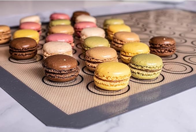 Macaron Silicone Baking Mats - Set of 10 - Full Size - 16 x 24inch, Non-Stick Macaron Mat for Perfect Baking - Dishwasher & Oven Safe, Ideal for Macarons, Cookies, Bread, and More