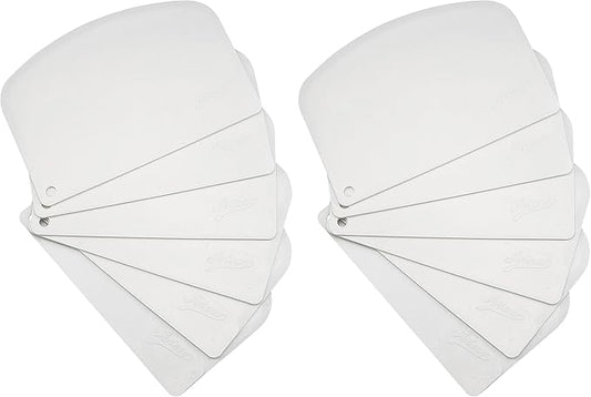 Ateco 1303 Bowl Scraper Set, Flexible Food-safe Plastic, White, 6-Pieces (Pack of 2)