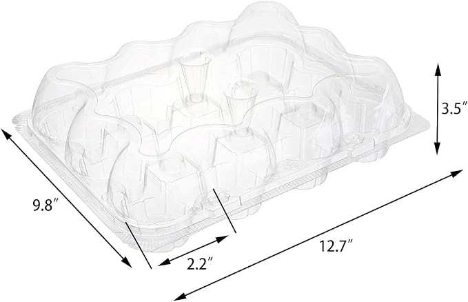 Hedume 12 Pack Cupcake Carrier, 12 Counts Stackable Cupcake Boxes, Clear Cupcake Container with Detachable Lid for Cupcakes, Muffin, BPA-free