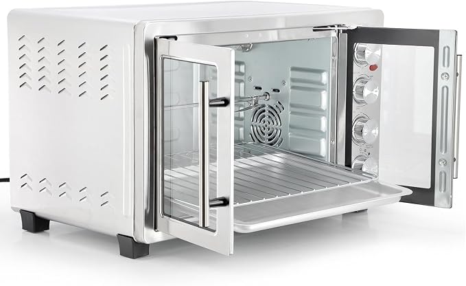 47.6 Quart French Door Countertop Convection Oven with Rotisserie, Stainless Steel Toaster Oven with Timer, Bake Tray, and Accessories