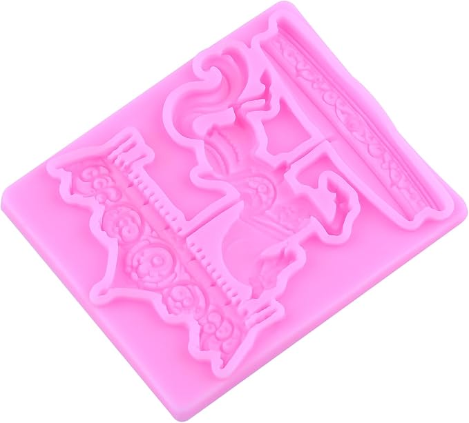Carousel Horse Silicone Fondant Molds 3D Merry-Go-Round Chocolate Mold For Carousel Party Cake Decoration Cupcake Topper Candy Polymer Clay Chocolate Gum Paste Set Of 3