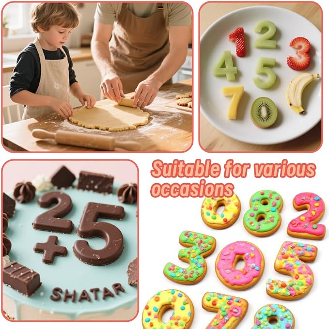 0-9 Number Cookie Cutters Set 3 Inch, 9PCS Stainless Steel Number Cutters | for Birthday Cake,Cake Topper,Baking Decorating,Fondant,Digit cookie cutters