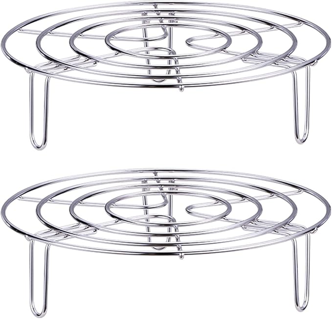 2Pcs Steam Rack, Heavy Duty Steaming Rack Stand, Stainless Steel Round Steamer Cooling Rack Trivet, Pot Steamer Insert Food Stand, Steaming Cookware Accessories(Size:19.5cm/7.68in)