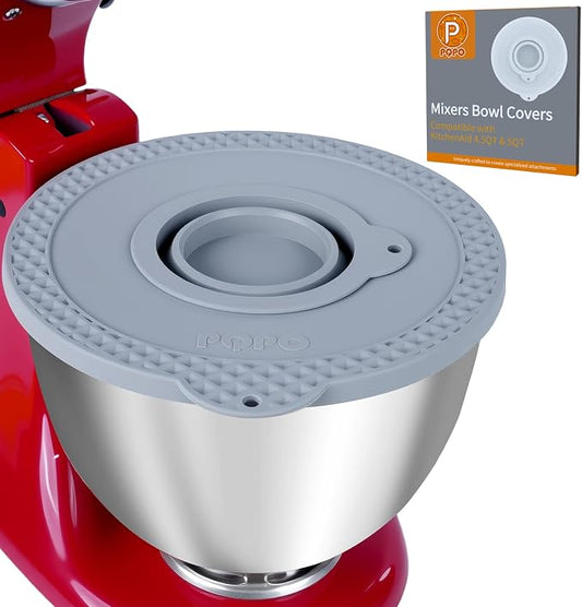 Silicone Mixers Bowl Cover Compatible with KitchenAid 4.5-5 Quart Tilt-Head Stand Mixers Bowl (Grey)