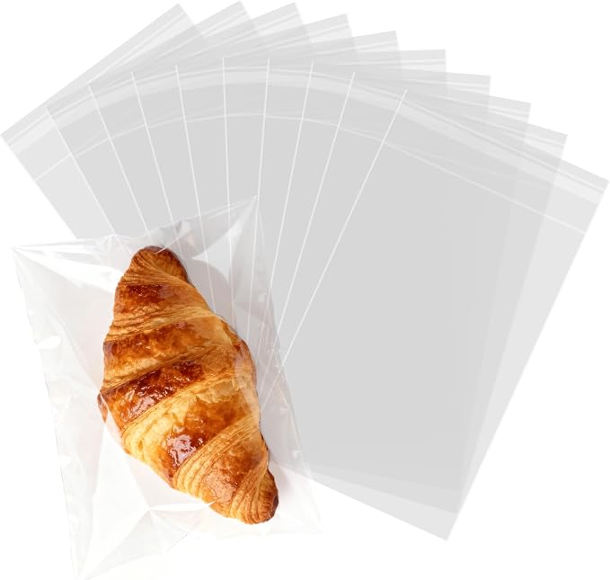 200 Pcs Self Sealing Cellophane Bags, 6x9 Inches Cookie Bags, Resealable Cellophane Bags Self Adhesive for Bakery Cookies Candy Snack