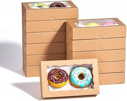 50pcs 7x4.33x1.5 Inch Brown Cookies Boxes with Window Bakery Boxes Cake Pop Boxes Chocolate Macaron Boxes Cakesickle Boxes Treat Boxes for Christmas Valentine's Father's Mother's Day