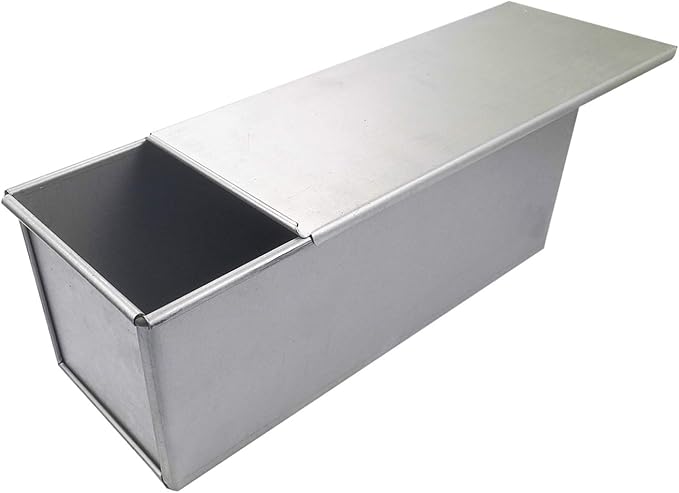 Pullman Loaf Pan with Lid Aluminumed Steel Pullman Loaf Pan Commercial Grade Non Stick Bread Pan with Lid (13x4.3x4.8in)