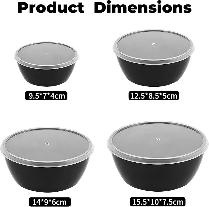ZHANG XIAO QUAN SINCE 1628 Food Storage Containers Set of 4, PP5 Plastic Fresh-Keeping Container BPA Free, Airtight Lids, Microwave and Freezer Safe, BLACK