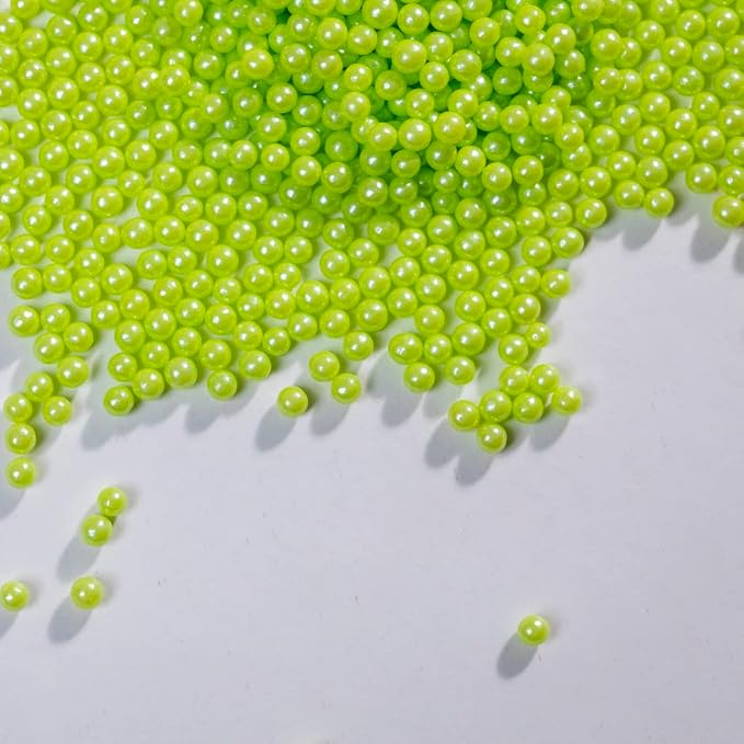 Green Sprinkles Edible Pearl,Cake sprinkles,Cookie sprinkles,Sugar Pearl, Edible Candy Pearls 130g 4.6OZ for Cake Cupcake Decorationg (4mm-Silver) (4mm-Qiangreen)