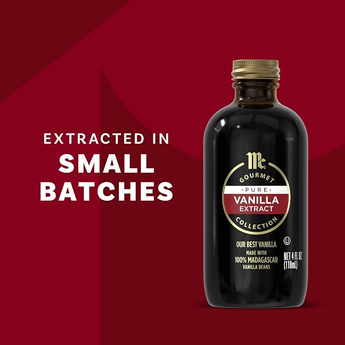 McCormick Gourmet Collection Vanilla Extract, Pure, Our Best Herbs & Spices, Crafted in Small Batches with 100% Madagascar Vanilla Beans, Elevates Cookies, Pancakes, Waffles, Coffee, Sauces, Glazes, and More, 4 fl oz