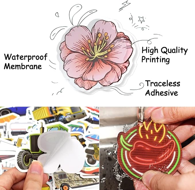 100 Pcs Dinosaur Vehicle Stickers for Kids Boys Water Bottles Laptops Scrapbook Decoration Party Favors Classroom Rewards Cartoon T Rex Construction Truck Waterproof Vinyl Decals