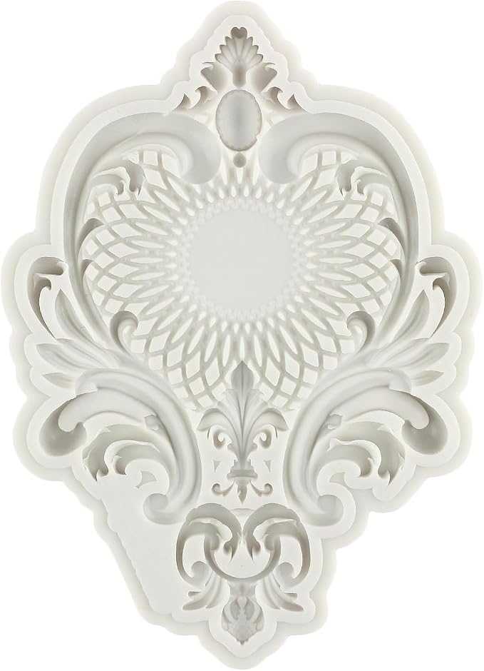 Baroque Fondant Molds Curlicues Scroll Border Lace Silicone Molds Relief Flower Mold Filigree Mold 3D Sculpted For Cake Decorating Cupcake Topper Gum Paste Candy Chocolate Polymer Clay