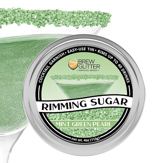 Brew Glitter - Mint Green Rimming Sugar (4oz, 1x Bar Tin) Cocktail Garnish for Mixed Drinks & Refreshments