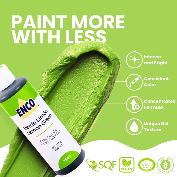 ENCO Food Coloring Gel Lime Green 8.8 oz (250g) Concentrated, Vegan