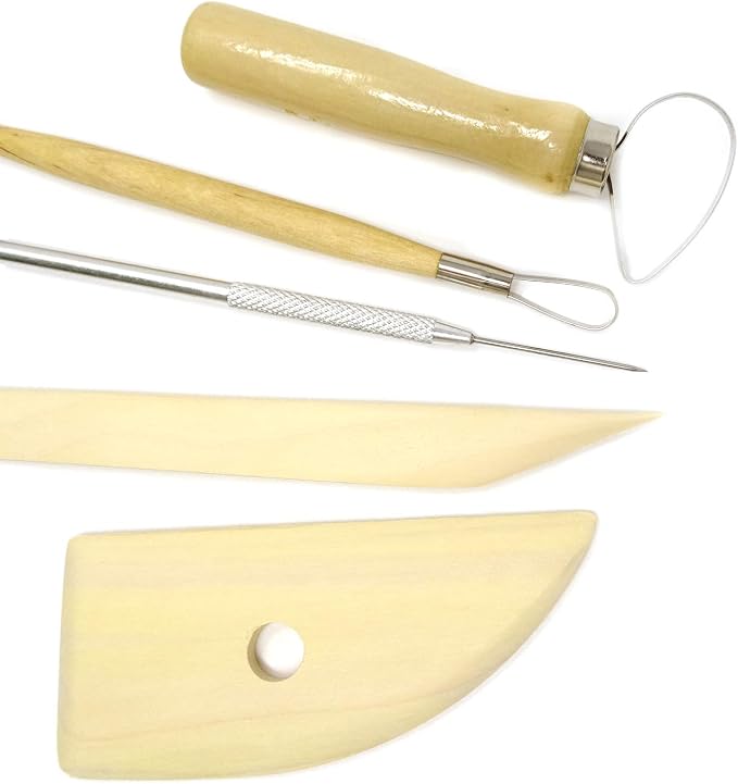 Honbay 8-Piece Wooden Pottery Clay Wax Tool Kit Carving Sculpting Modeling Tool Set