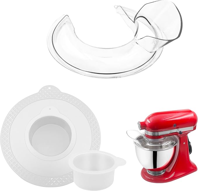 for KitchenAid 4.5-5 Quart Tilt-Head Stand Mixers, Secure Pouring Shield & Mixers Bowl Covers Fits 4.5-5 Quart Stainless Steel Bowls, Mixer Splatter Guard Lids(Pack of 2)