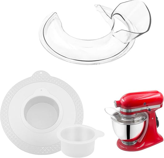 for KitchenAid 4.5-5 Quart Tilt-Head Stand Mixers, Secure Pouring Shield & Mixers Bowl Covers Fits 4.5-5 Quart Stainless Steel Bowls, Mixer Splatter Guard Lids(Pack of 2)