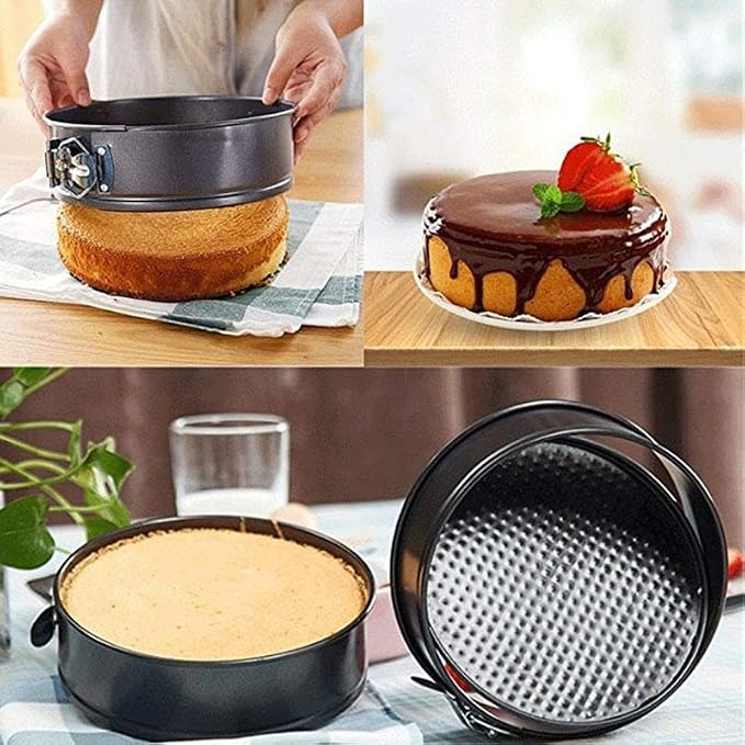 Springform Heart shaped Cake pans Round Squar Non-stick Cheesecake Baking Tray with Detachable Bottom Heart Cake Mold for Christmas and Valentine's Day Baking Heart Round Square Set of 3