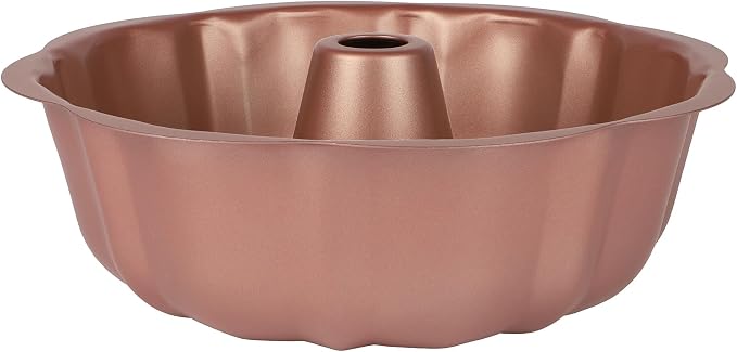David Burke 9" Fluted Bake Pan – Carbon Steel Bundt Cake Pan – Rose Gold