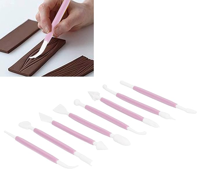 Cake Decorating Tools, 8PCS Fondant Modeling Set Decorating Hand Sculpting Tools Kit for Bakery (Pink)