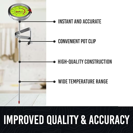 CRAFT911 Candy Thermometer with Pot Clip - Deep Fry Oil Thermometer for Frying and Candle Making (Lemon)