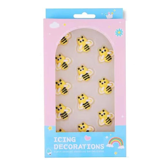 Sentovac 12 Pcs Bees Icing Cake Decoration Edible Sprinkles DIY Candy Dessert For Cookie Cake Cupcake Topper Icing Frosting Vanlentine Halloween Christmas Decoration Supplies