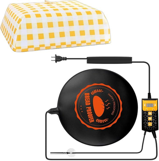 Bread Proofer Warming Mat,11.8" Sourdough Starter Warmer with Thermostat Temperature Control for Dough Proofing Yogurt Fermentation with Warm Cover
