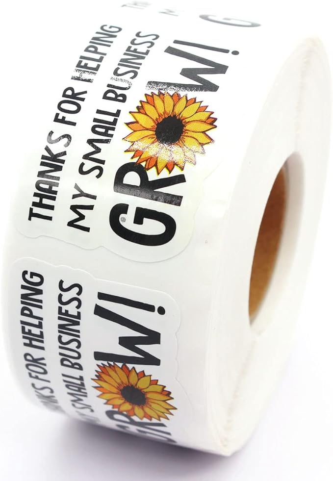 Littlefa Thanks for Helping My Small Business Grow Stickers,Sunflower Thank You Sticker,Small Business Stickers, Envelopes Seal Sticker 500 PCS