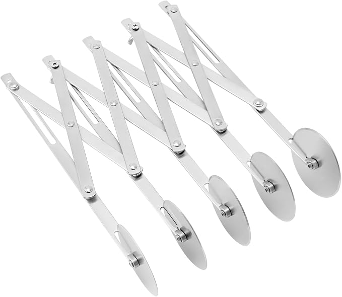 QWORK 5-Wheel Adjustable Pastry/Dough Divider, Stainless Steel Pizza Divider, Expandable Multi-Round Baking Roller for Cookie, Dough, Cake, Pastry