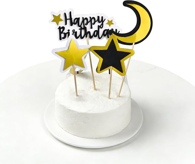 Acrylic Happy Birthday Cake Topper Durable Reusable Perfect for Birthday Cakes, Cupcakes, Dessert Tables Ideal for Kids Adults Birthday Celebrants (Black,Gold)