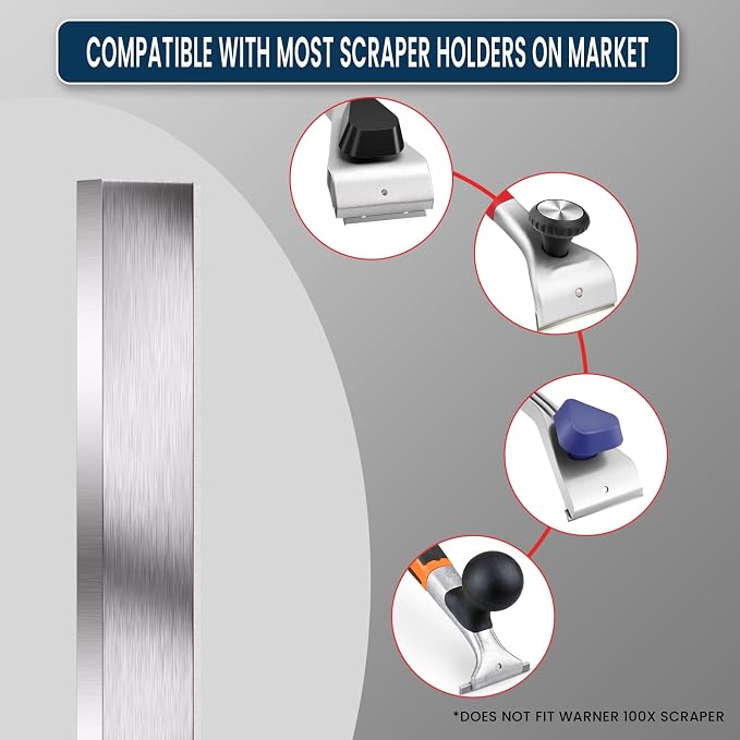 LU&MN Carbide Scraper Replacement Blades, 2" / 50×12×1.5mm Double-Edged Reversible Blades, Fits Most Handheld Paint, Glue& Grout Scrapers, 100Pieces