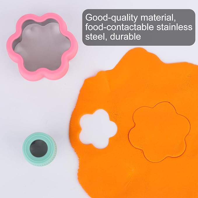 4pcs Flower Cookie Cutter, 4 Sizes Stainless Steel Baking Food Molds Floral Biscuit Pastry Cutter for Donuts English Muffins Cheese Fondant