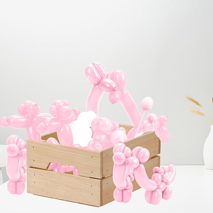 260 Macaron Pink Balloons for Balloon Arch and Animals, with 50 Long Balloons Included