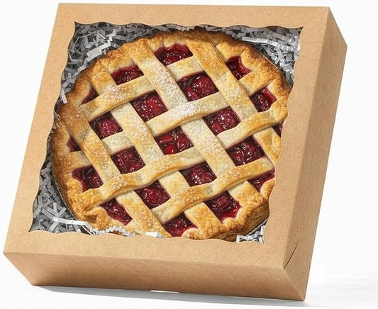 9inch Kraft Brown Bakery Boxes,Pie Boxes with Clear Window Treat Boxes for Chocolate Strawberries, Pastries, Muffins, Donuts,Cookie,Breakable Heart&9x9x2.5inch 6 of Pack