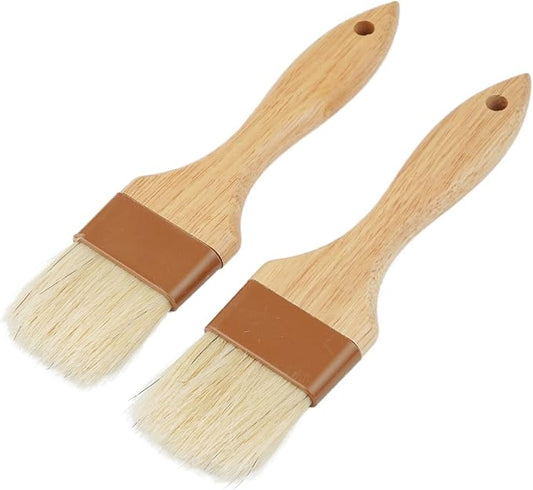 Septe 2Pcs Pastry Brushes for Baking Food Brush Basting Brush with Wooden Handle Cooking Brush for Oil and Sauce (2 Inch)