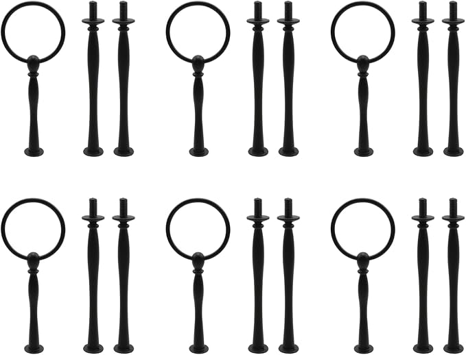HEVSTIL 6 Set Cake Stand Hardware Kit Round 3 Tiered Tray Hardware Fittings for Cake Stand,3 Tier Cake Stand Fittings Hardware Holder for Weeding,Party(Black)