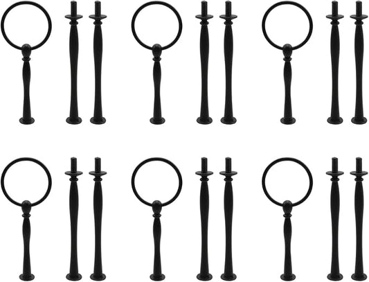 HEVSTIL 6 Set Cake Stand Hardware Kit Round 3 Tiered Tray Hardware Fittings for Cake Stand,3 Tier Cake Stand Fittings Hardware Holder for Weeding,Party(Black)